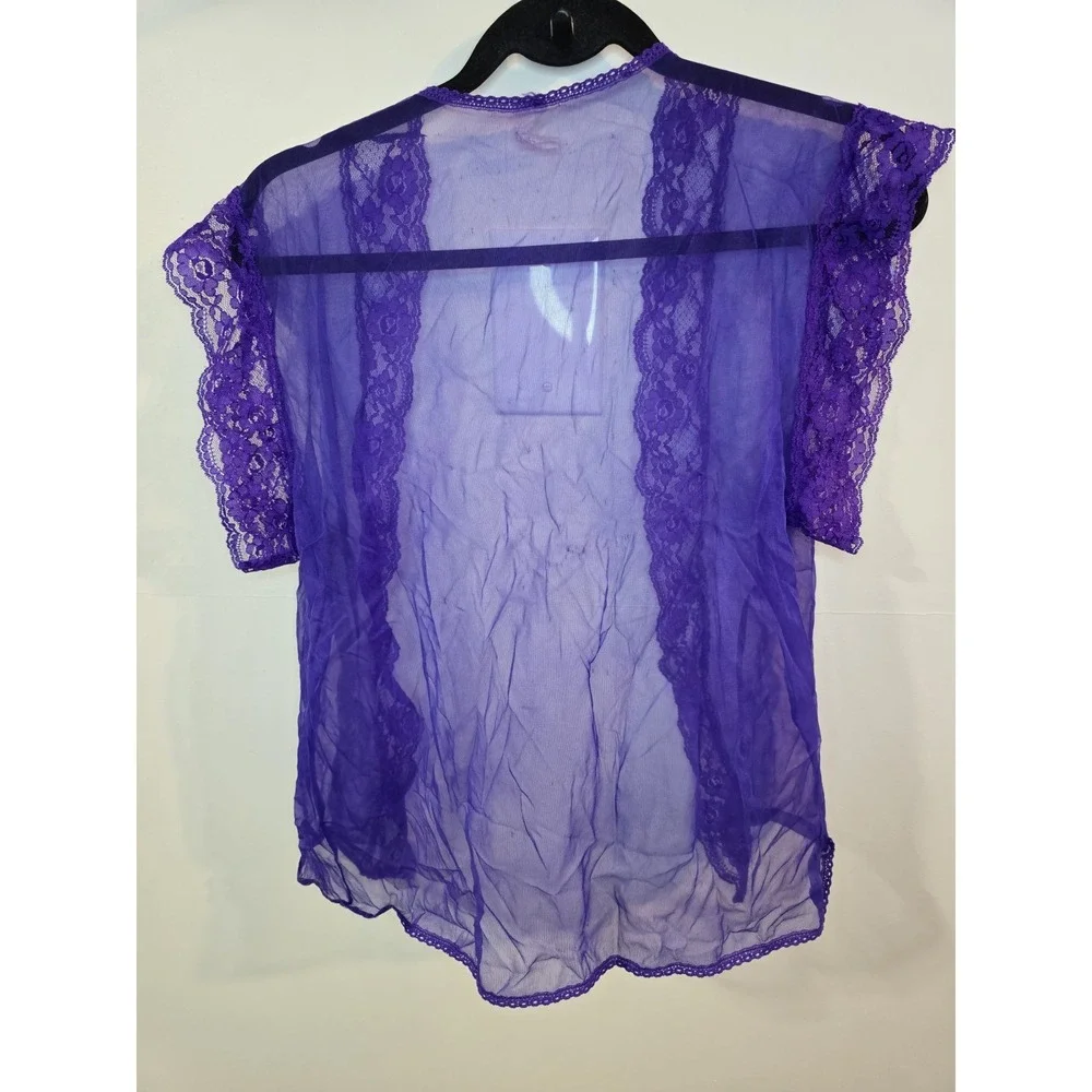 Vintage Y2K Women's Size Medium Purple Cardigan Lace Fairy‎ Coquette Soft Girl